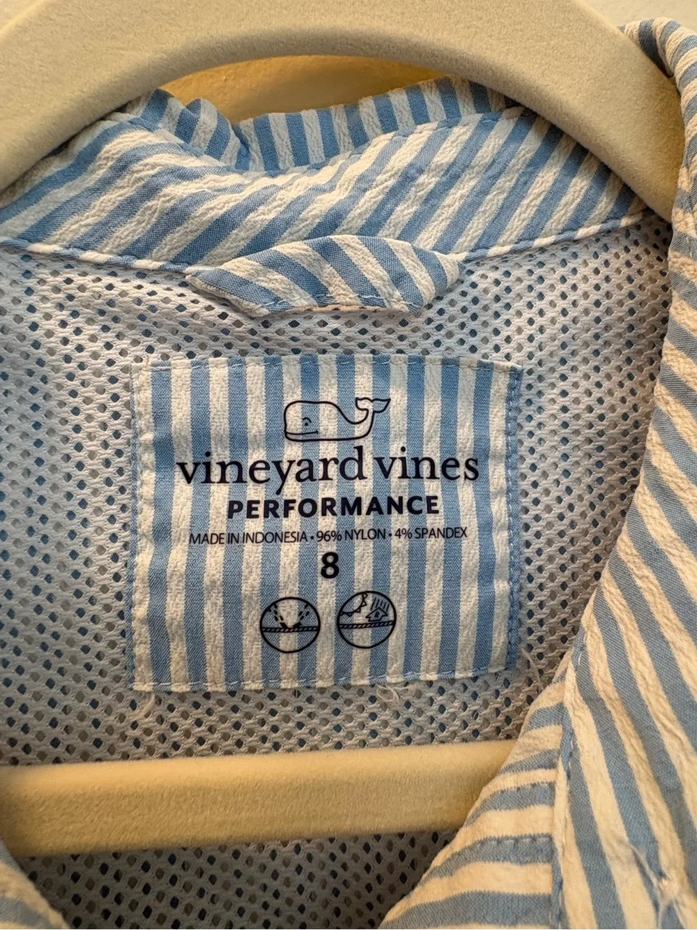 Vineyard Vines Sleeveless Blue and White Striped Shirt Dress - Picture 4 of 4